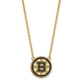 Sterling Silver Gold-plated NHL LogoArt Boston Bruins Large Enameled Pendant 18 inch Necklace