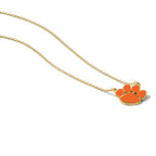 Sterling Silver Gold-plated LogoArt Clemson University Tiger Paw Large Enameled Pendant 18 inch Necklace
