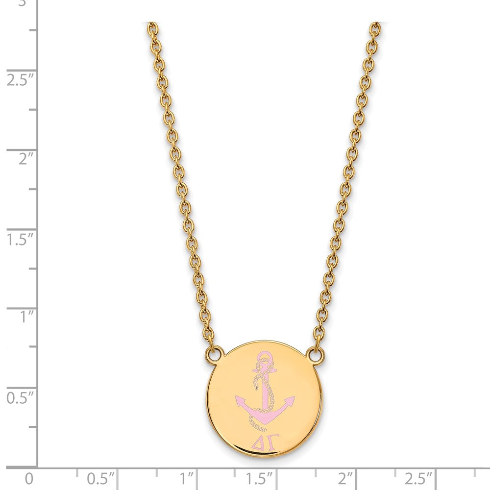 Sterling Silver Gold-plated LogoArt Delta Gamma Sorority Symbol Large Color Enamel Pendant 18 inch Necklace