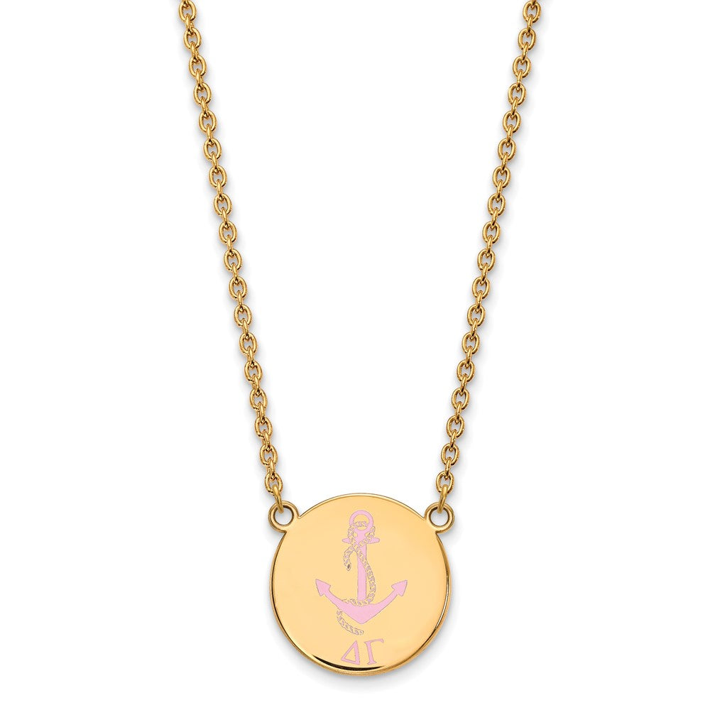 Sterling Silver Gold-plated LogoArt Delta Gamma Sorority Symbol Large Color Enamel Pendant 18 inch Necklace