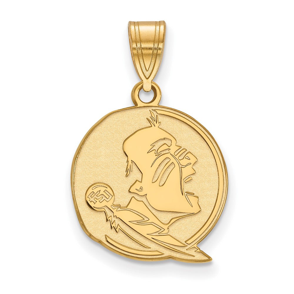 Sterling Silver Gold-plated LogoArt Florida State University Seminole Medium Pendant