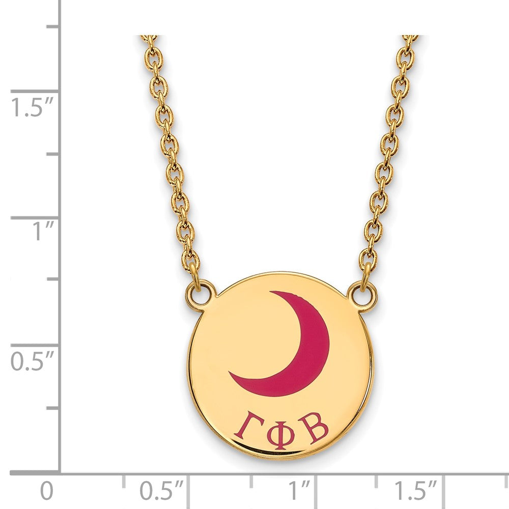 Sterling Silver Gold-plated LogoArt Gamma Phi Beta Sorority Symbol Large Color Enamel Pendant 18 inch Necklace