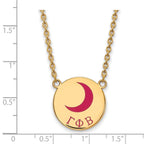 Sterling Silver Gold-plated LogoArt Gamma Phi Beta Sorority Symbol Large Color Enamel Pendant 18 inch Necklace