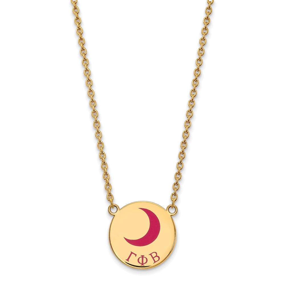Sterling Silver Gold-plated LogoArt Gamma Phi Beta Sorority Symbol Large Color Enamel Pendant 18 inch Necklace