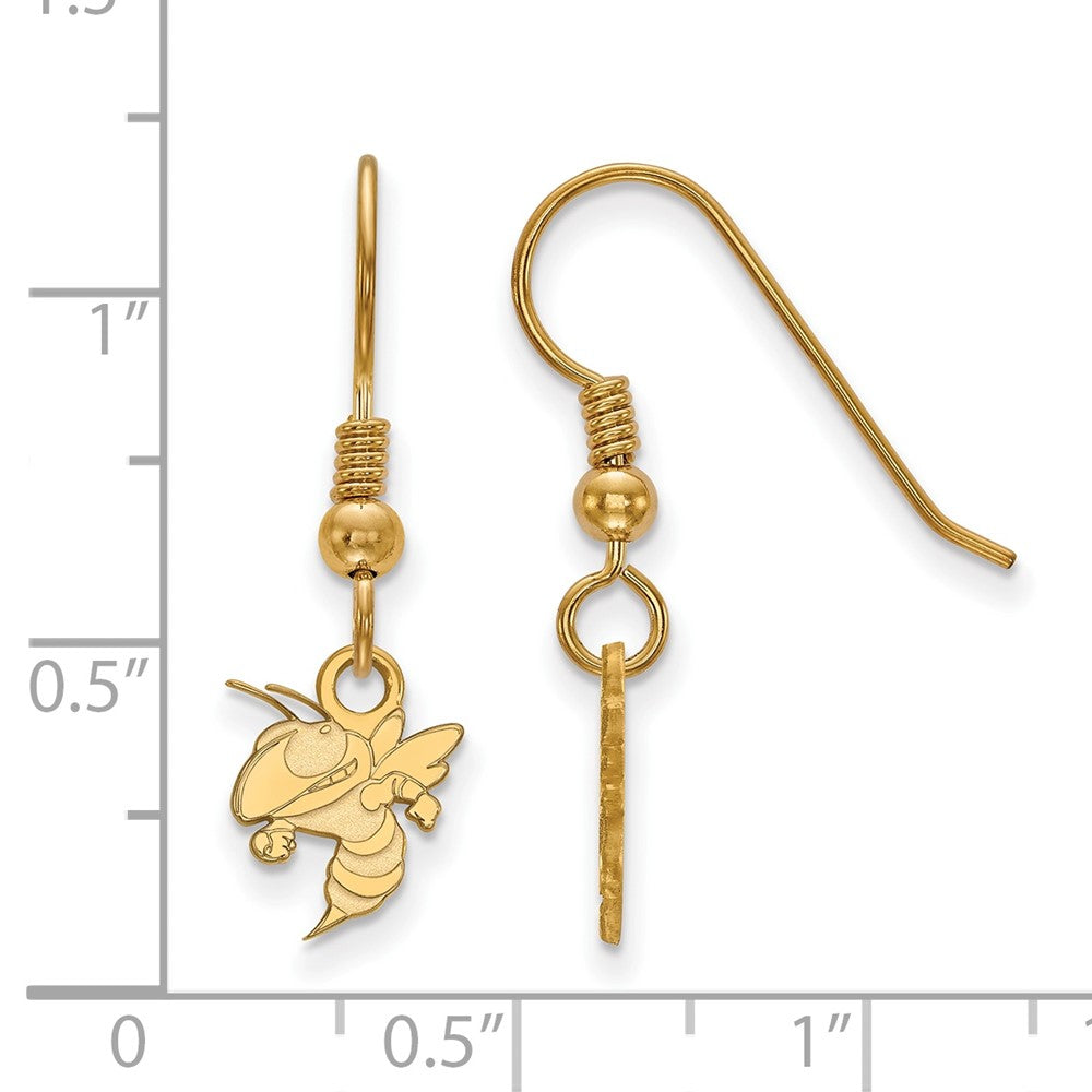 Sterling Silver Gold-plated LogoArt Georgia Institute of Technology Yellow Jacket Extra Small Dangle Wire Earrings