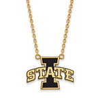 Sterling Silver Gold-plated LogoArt Iowa State University Large Enameled Pendant 18 inch Necklace