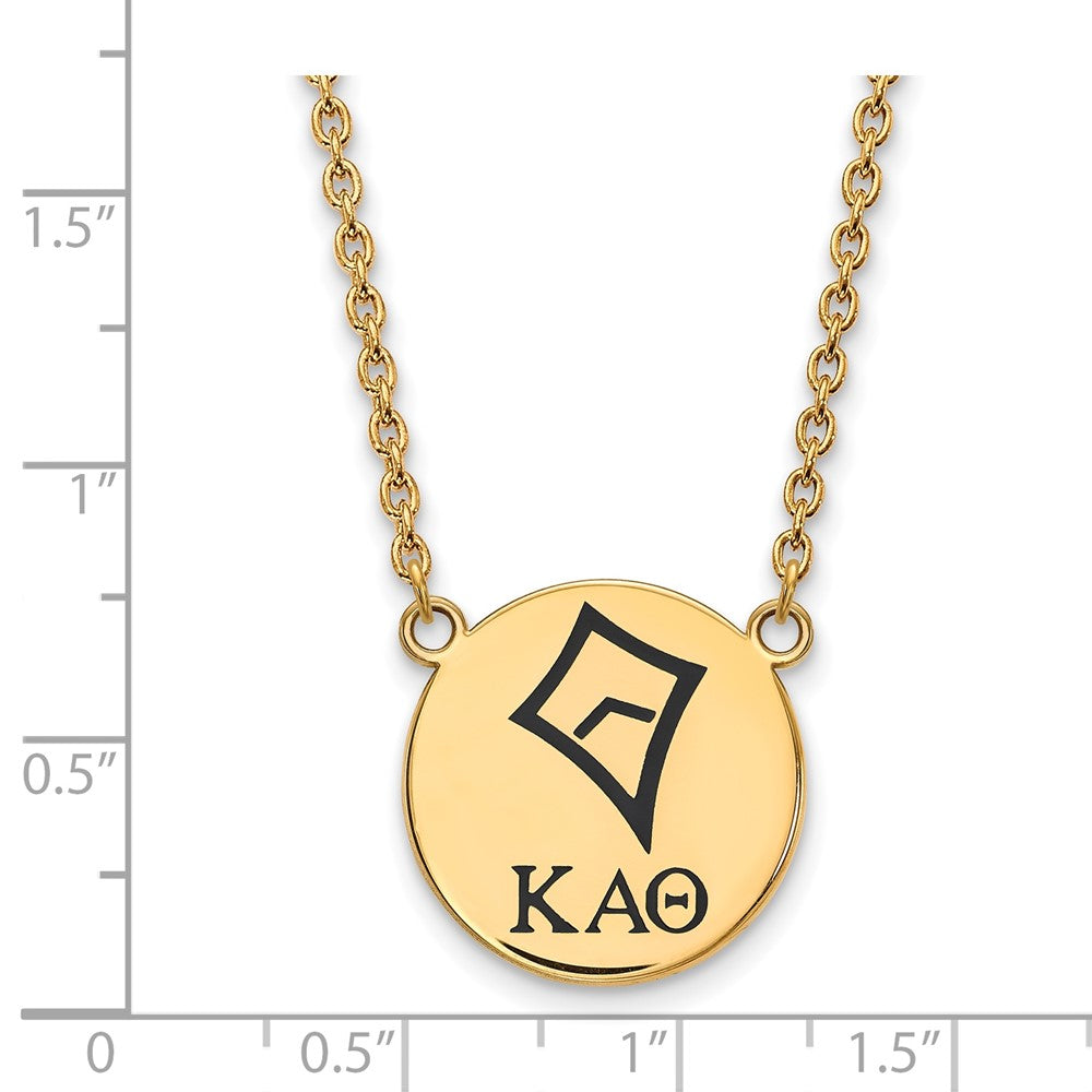 Sterling Silver Gold-plated LogoArt Kappa Alpha Theta Sorority Symbol Large Color Enamel Pendant 18 inch Necklace