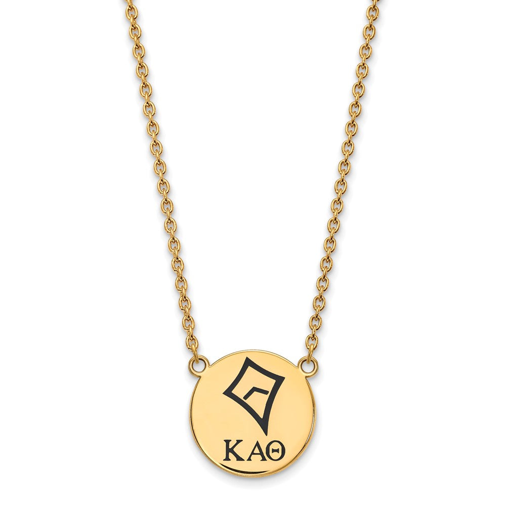Sterling Silver Gold-plated LogoArt Kappa Alpha Theta Sorority Symbol Large Color Enamel Pendant 18 inch Necklace