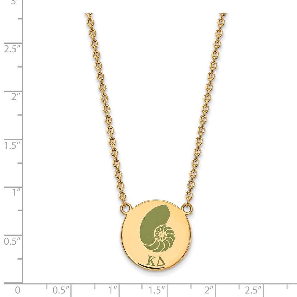 Sterling Silver Gold-plated LogoArt Kappa Delta Sorority Symbol Large Color Enamel Pendant 18 inch Necklace