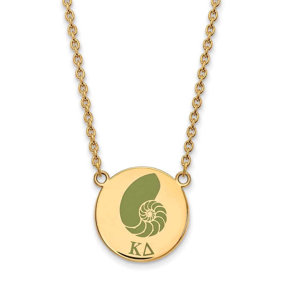 Sterling Silver Gold-plated LogoArt Kappa Delta Sorority Symbol Large Color Enamel Pendant 18 inch Necklace
