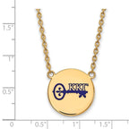 Sterling Silver Gold-plated LogoArt Kappa Kappa Gamma Sorority Symbol Large Color Enamel Pendant 18 inch Necklace
