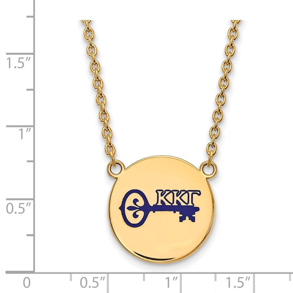 Sterling Silver Gold-plated LogoArt Kappa Kappa Gamma Sorority Symbol Large Color Enamel Pendant 18 inch Necklace