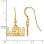 Sterling Silver Gold-plated LogoArt Louisiana State University L-S-U Tigers Extra Small Dangle Wire Earrings