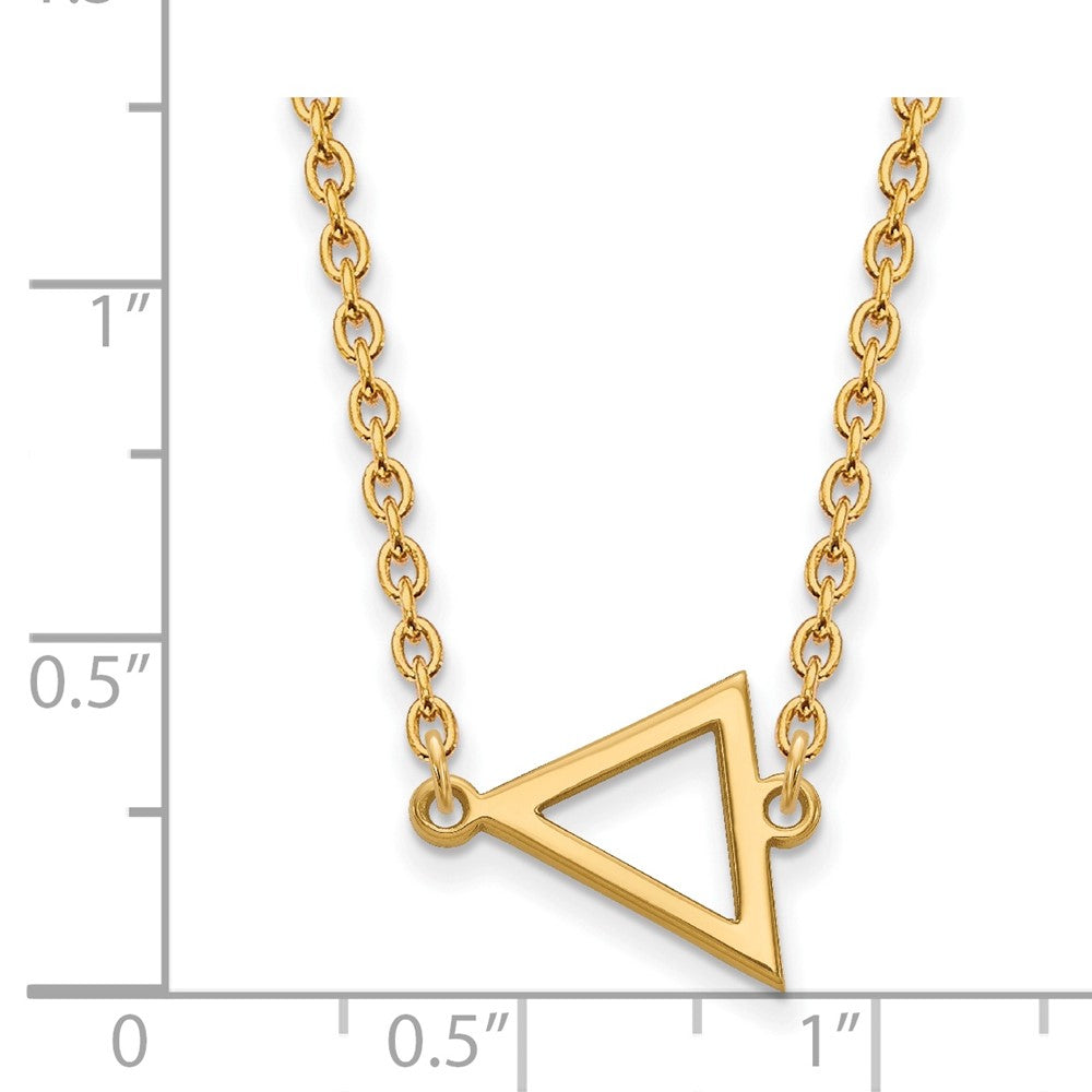 Sterling Silver Gold-plated LogoArt Miami University Ohio Small Triangle Pendant 18 inch Necklace