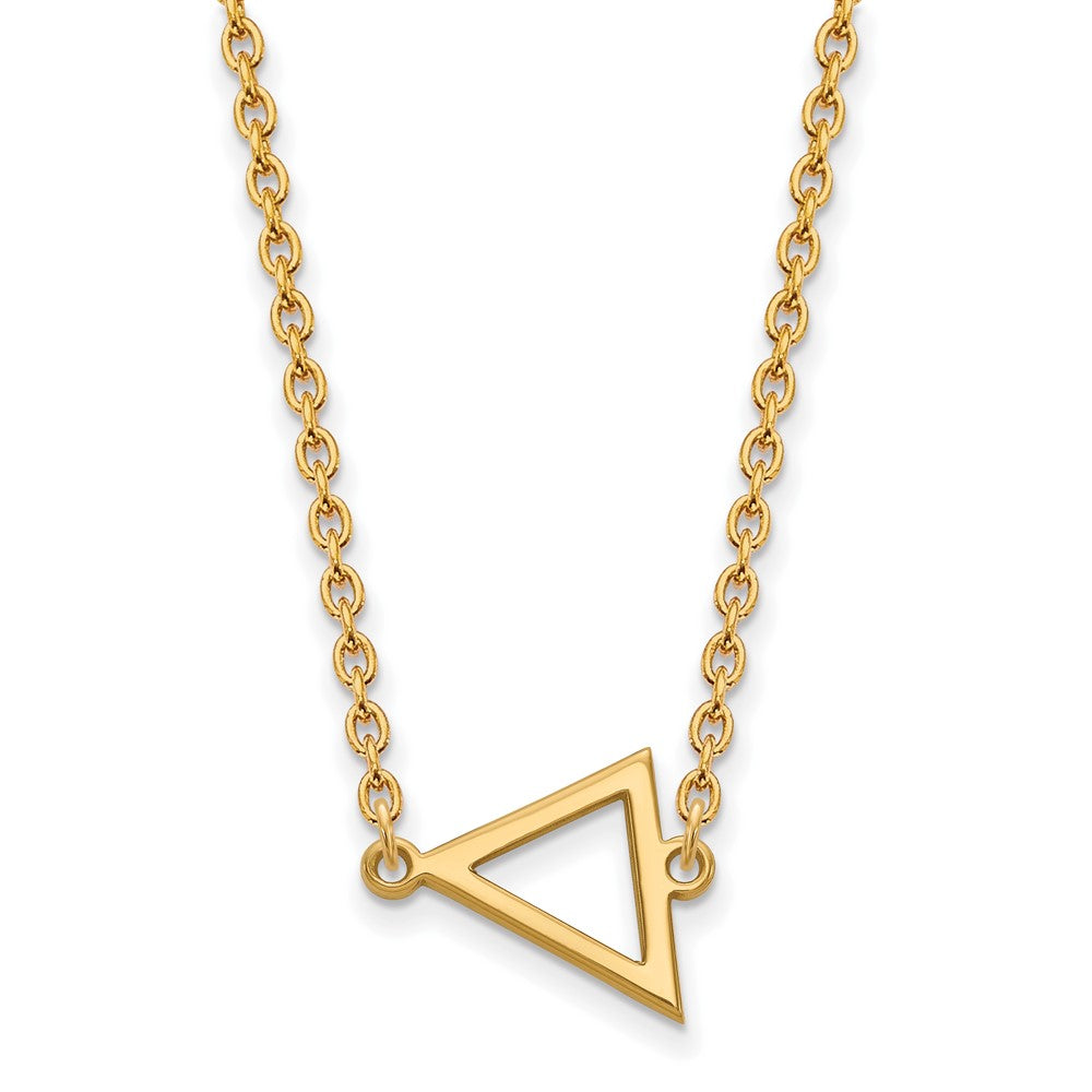 Sterling Silver Gold-plated LogoArt Miami University Ohio Small Triangle Pendant 18 inch Necklace