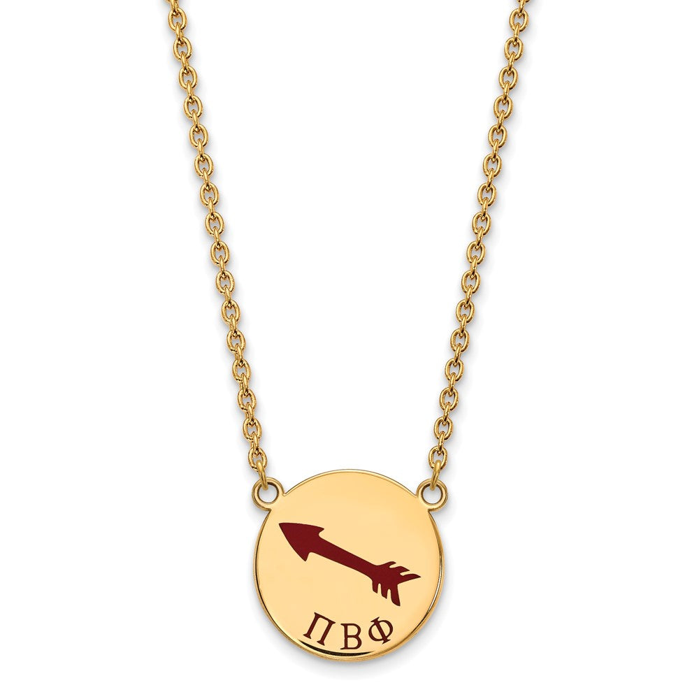 Sterling Silver Gold-plated LogoArt Pi Beta Phi Sorority Symbol Large Color Enamel Pendant 18 inch Necklace