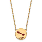Sterling Silver Gold-plated LogoArt Pi Beta Phi Sorority Symbol Large Color Enamel Pendant 18 inch Necklace