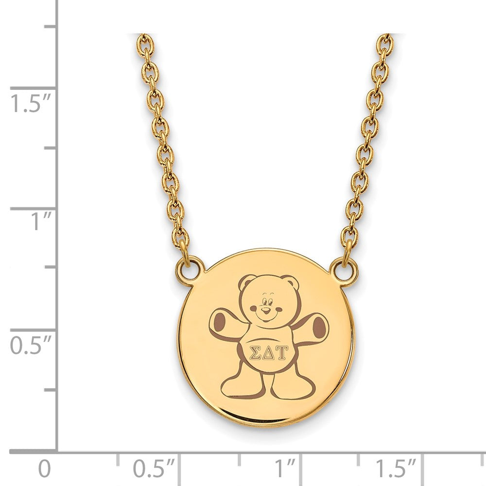 Sterling Silver Gold-plated LogoArt Sigma Delta Tau Sorority Symbol Large Color Enamel Pendant 18 inch Necklace