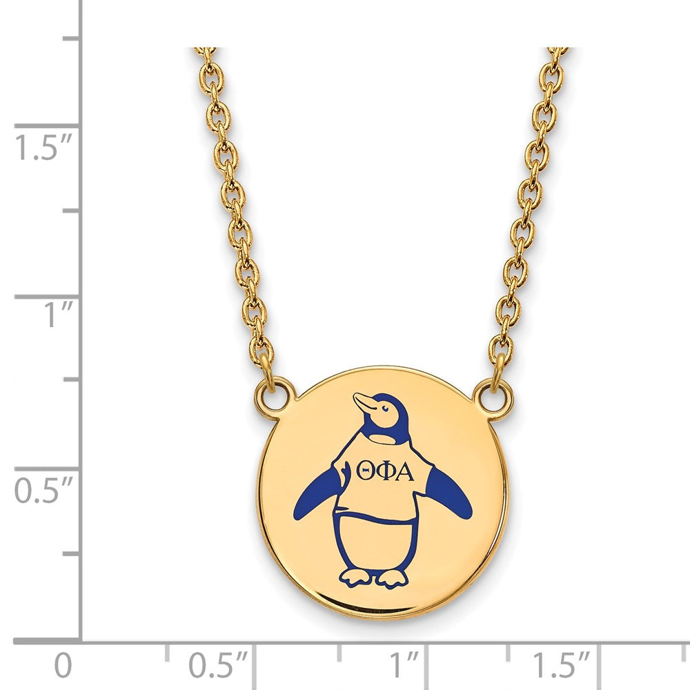 Sterling Silver Gold-plated LogoArt Theta Phi Alpha Sorority Symbol Large Color Enamel Pendant 18 inch Necklace
