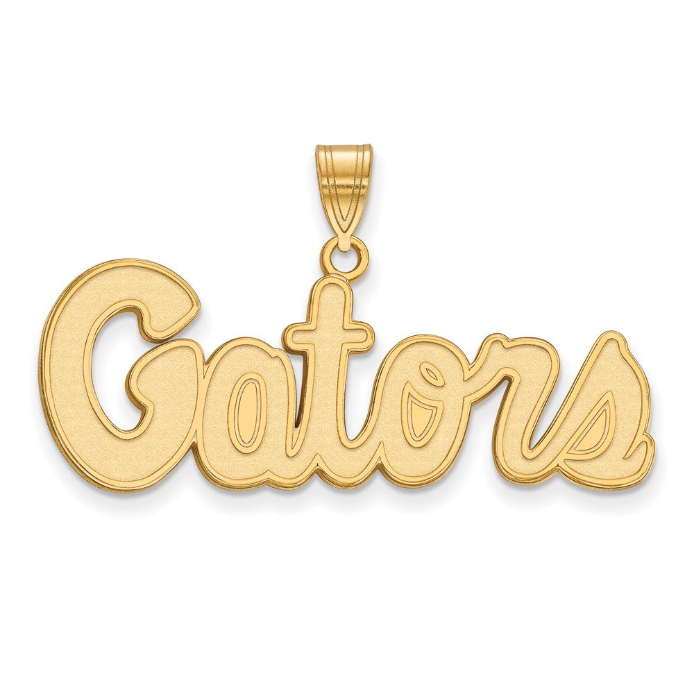 Sterling Silver Gold-plated LogoArt University of Florida Gators Script Medium Pendant