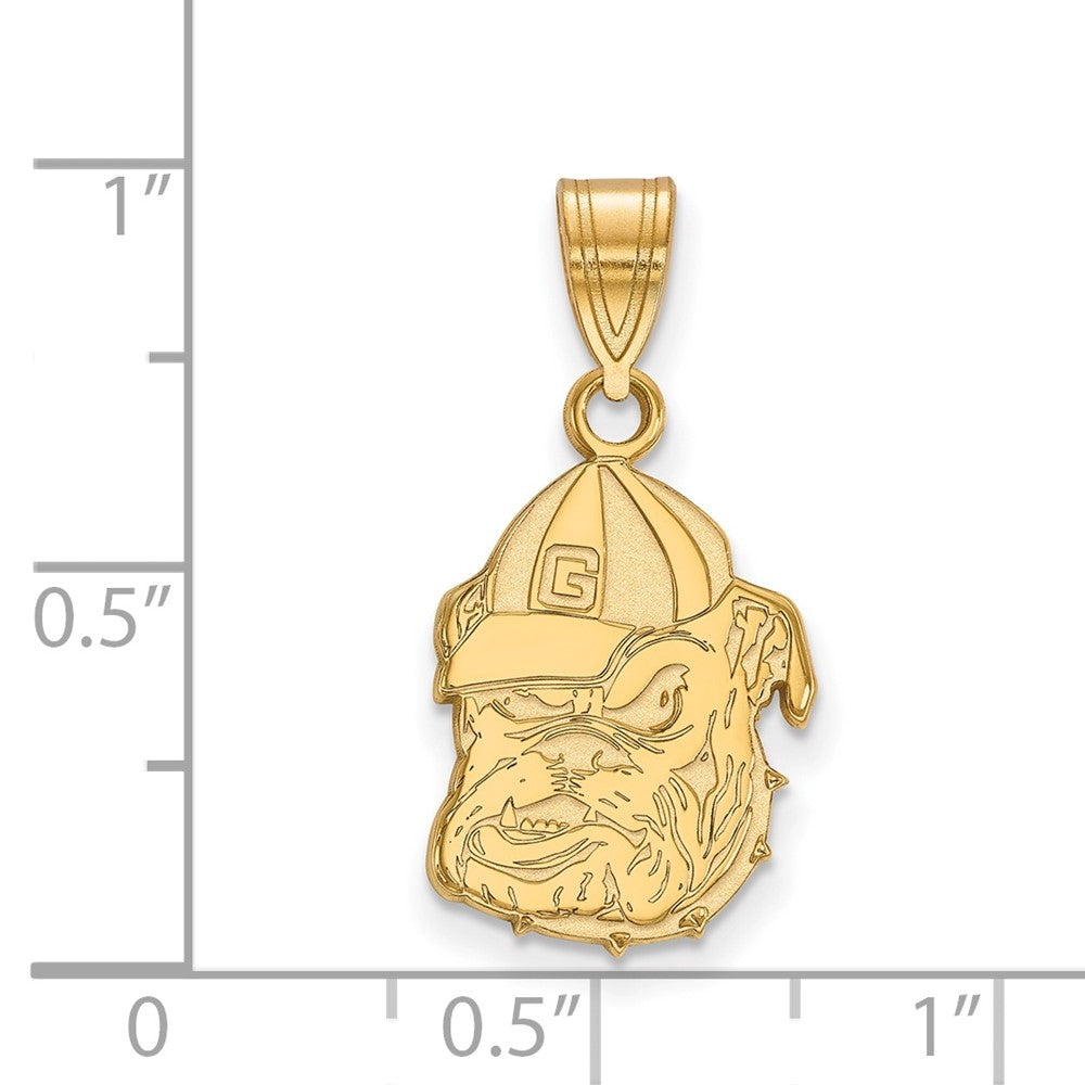 Sterling Silver Gold-plated LogoArt University of Georgia Bulldog Medium Pendant