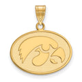 Sterling Silver Gold-plated LogoArt University of Iowa Hawk Medium Oval Pendant