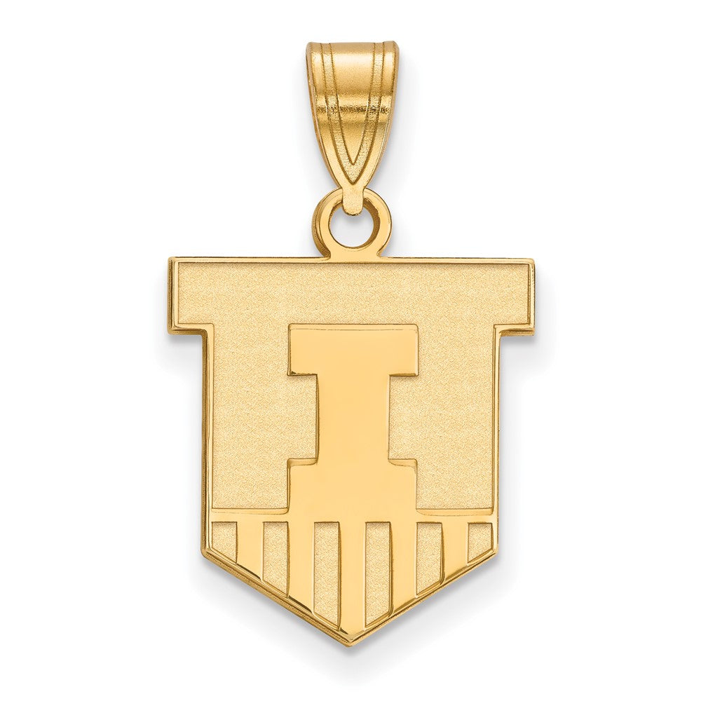 14k Gold LogoArt University of Illinois Victory Badge Medium Pendant