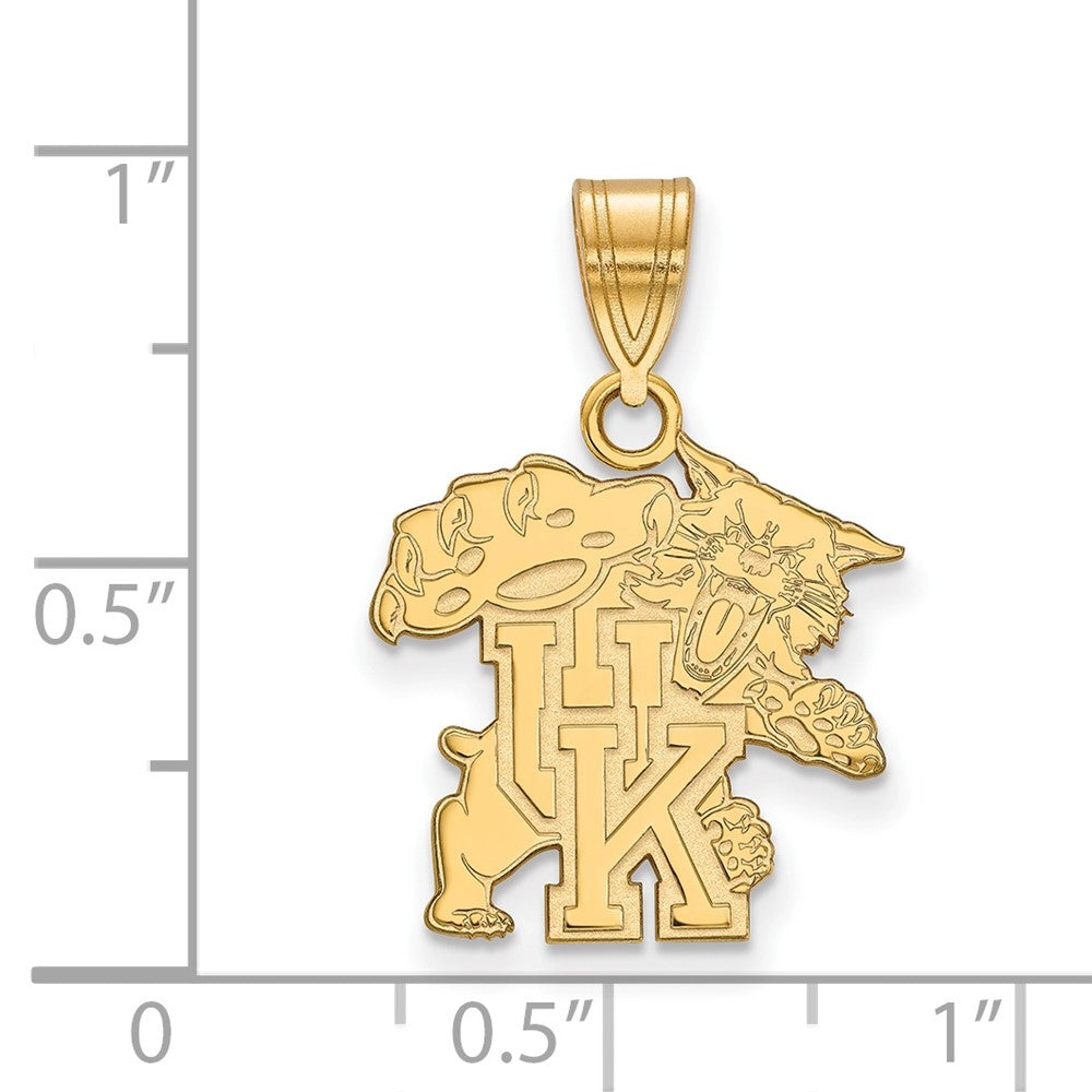 Sterling Silver Gold-plated LogoArt University of Kentucky U-K Wildcat Medium Pendant