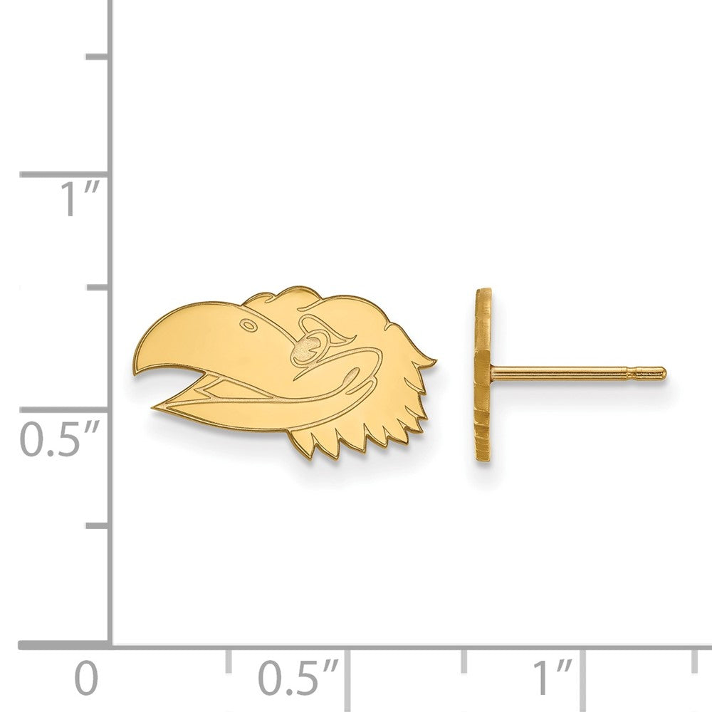 14k Gold LogoArt University of Kansas Jayhawk Extra Small Post Earrings