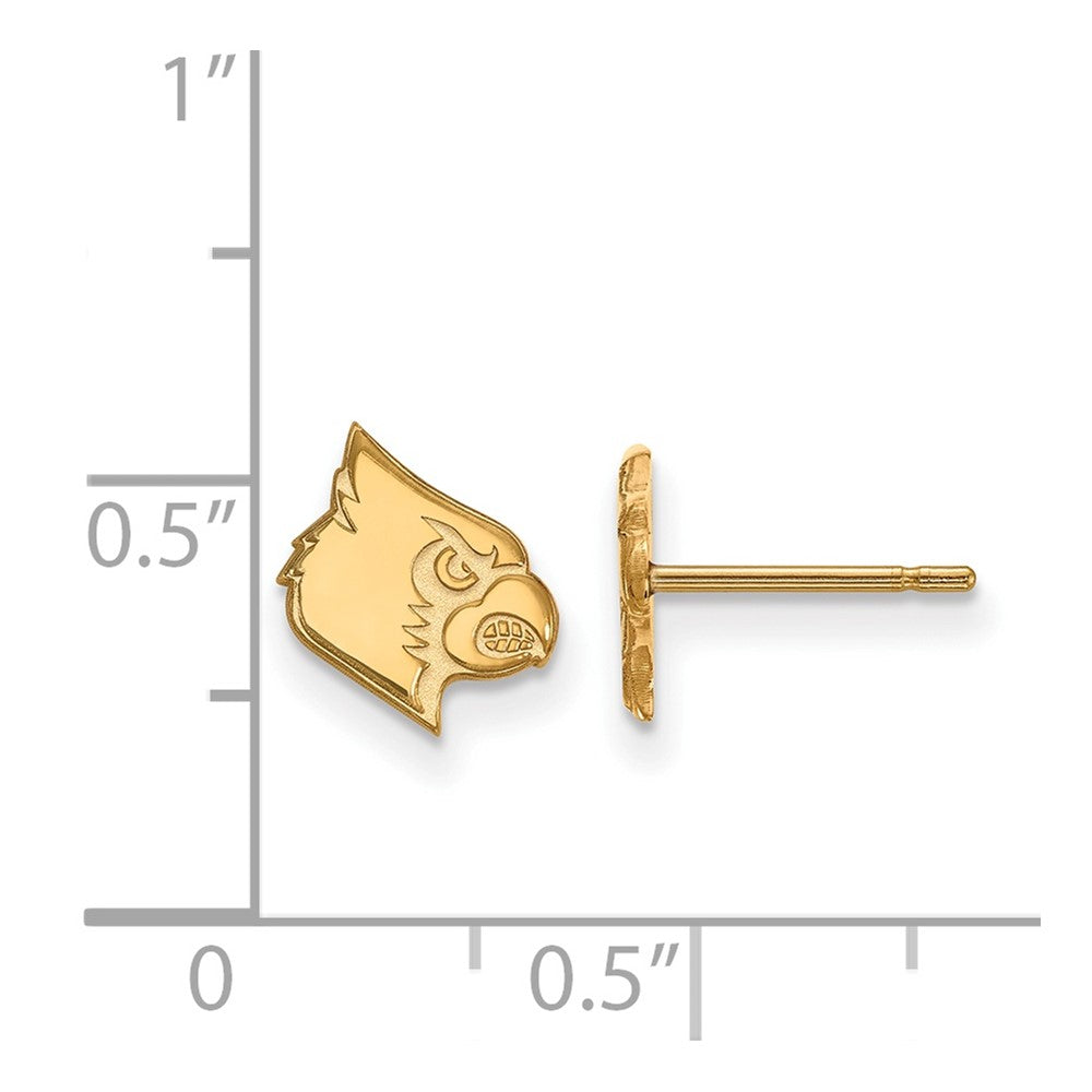 Sterling Silver Gold-plated LogoArt University of Louisville Cardinal Extra Small Post Earrings