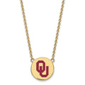 Sterling Silver Gold-plated LogoArt University of Oklahoma O-U Large Enameled Disc Pendant 18 inch Necklace