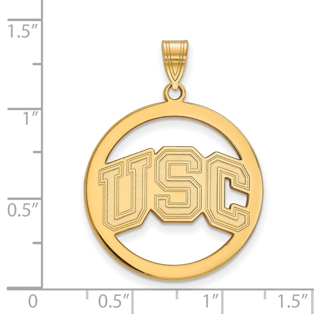 Sterling Silver Gold-plated University of Southern California U-S-C Large Circle Pendant