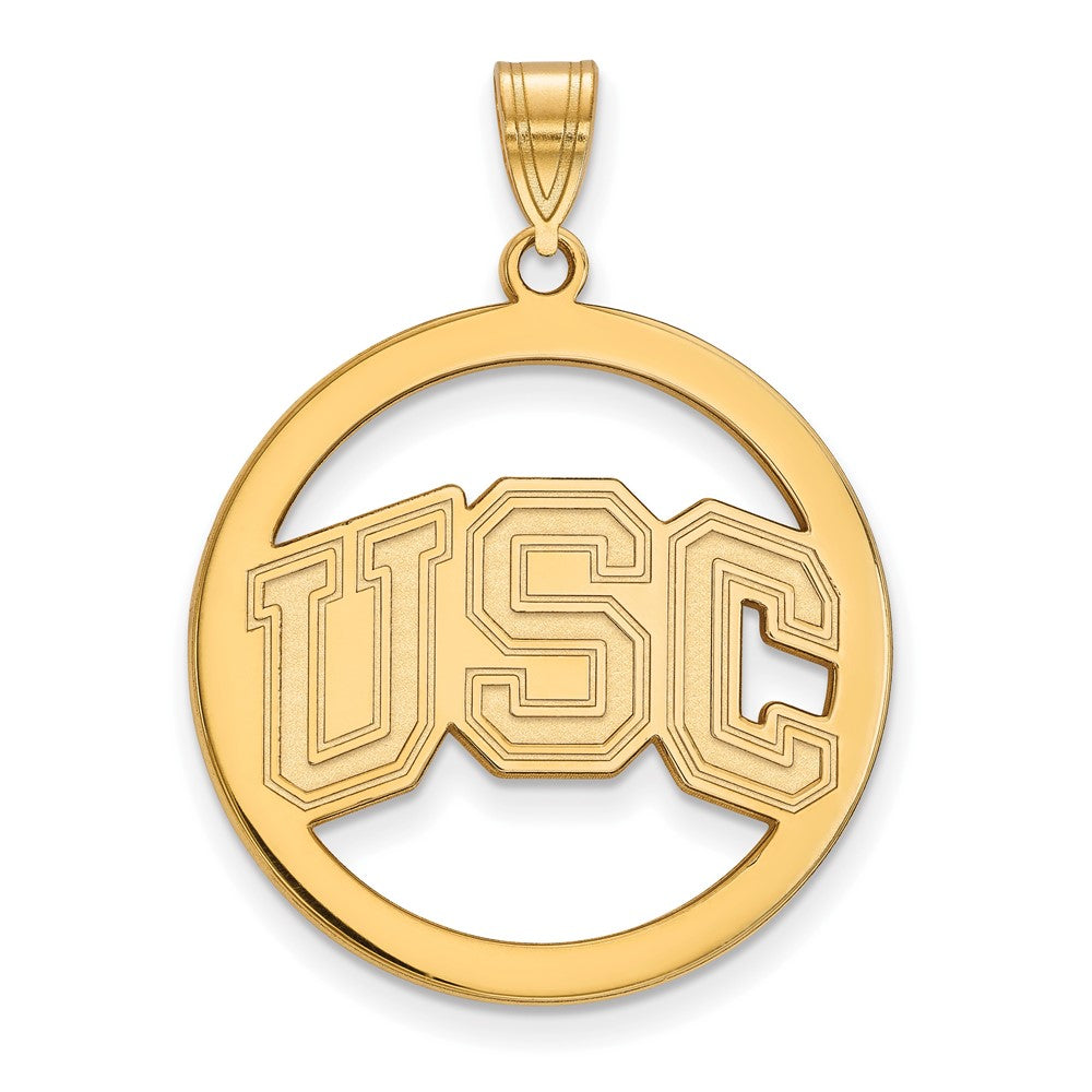 Sterling Silver Gold-plated University of Southern California U-S-C Large Circle Pendant