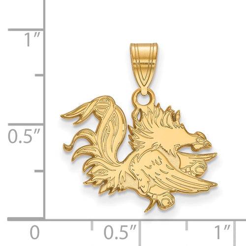 10k Gold LogoArt University of South Carolina Gamecock Medium Pendant