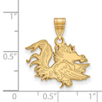 Sterling Silver Gold-plated LogoArt University of South Carolina Gamecock Medium Pendant