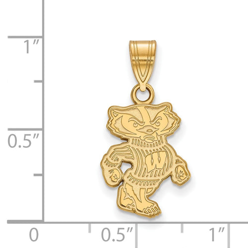 10k Gold LogoArt University of Wisconsin Badger Medium Pendant