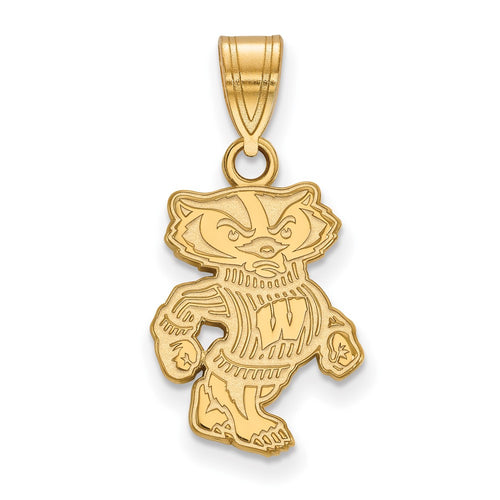 10k Gold LogoArt University of Wisconsin Badger Medium Pendant