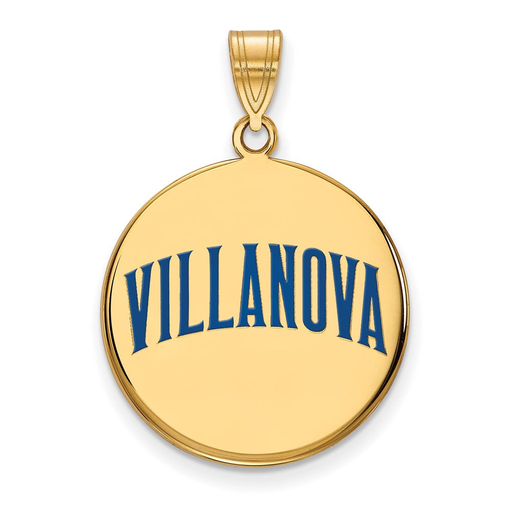 Sterling Silver Gold-plated LogoArt Villanova University Large Enameled Disc Pendant