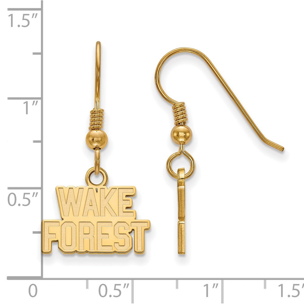 Sterling Silver Gold-plated LogoArt Wake Forest University W-F Extra Small Dangle Wire Earrings