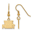 Sterling Silver Gold-plated LogoArt Wake Forest University W-F Extra Small Dangle Wire Earrings