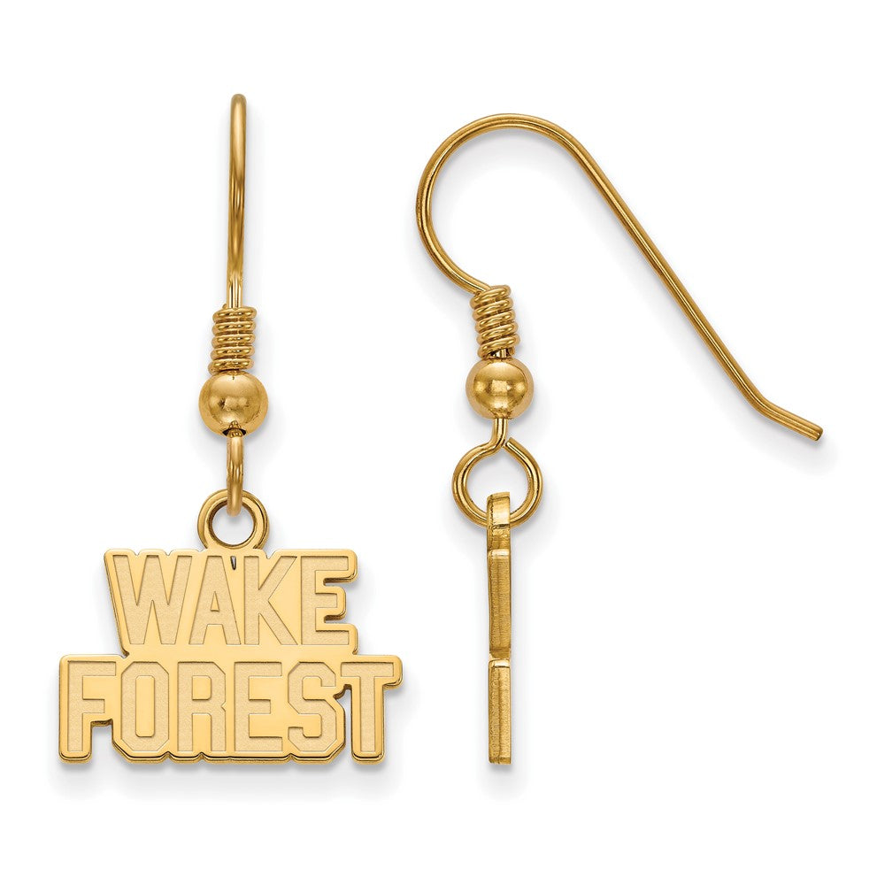 Sterling Silver Gold-plated LogoArt Wake Forest University W-F Extra Small Dangle Wire Earrings