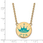 Sterling Silver Gold-plated LogoArt Zeta Tau Alpha Sorority Symbol Small Color Enamel Pendant 18 inch Necklace