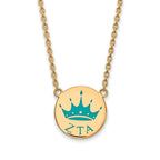 Sterling Silver Gold-plated LogoArt Zeta Tau Alpha Sorority Symbol Small Color Enamel Pendant 18 inch Necklace