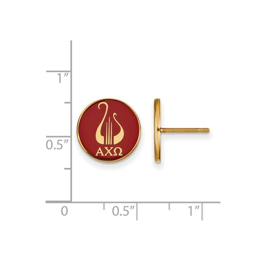 Sterling Silver Gold-plated LogoArt Alpha Chi Omega Sorority Symbol Color Enamel Post Earrings