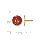 Sterling Silver Gold-plated LogoArt Alpha Chi Omega Sorority Symbol Color Enamel Post Earrings