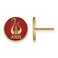 Sterling Silver Gold-plated LogoArt Alpha Chi Omega Sorority Symbol Color Enamel Post Earrings