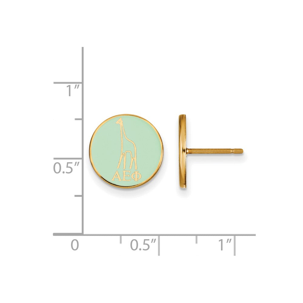 Sterling Silver Gold-plated LogoArt Alpha Epsilon Phi Sorority Symbol Color Enamel Post Earrings
