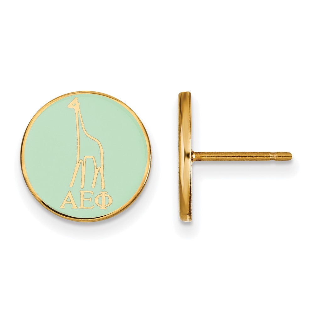 Sterling Silver Gold-plated LogoArt Alpha Epsilon Phi Sorority Symbol Color Enamel Post Earrings