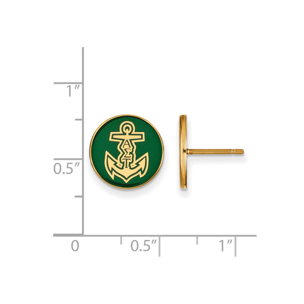 Sterling Silver Gold-plated LogoArt Alpha Sigma Tau Sorority Symbol Color Enamel Post Earrings