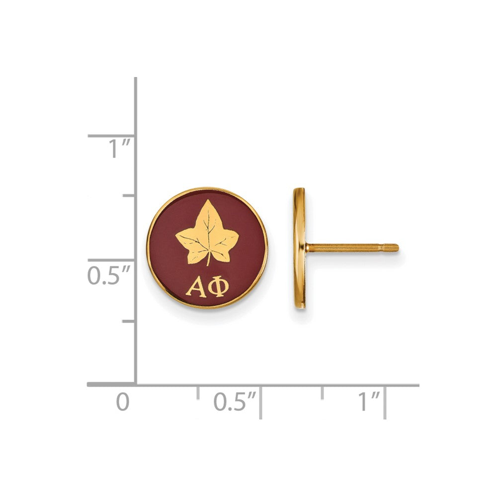 Sterling Silver Gold-plated LogoArt Alpha Phi Sorority Symbol Color Enamel Post Earrings